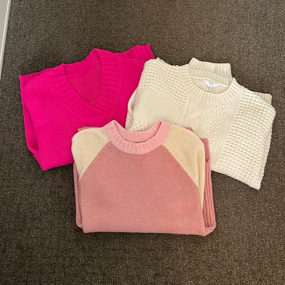 NWOT Pink and White Sweater Bundle